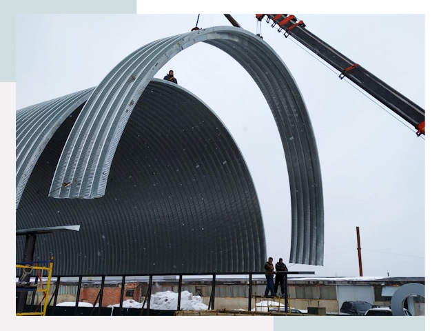 Полукруглые ангары в Челябинске